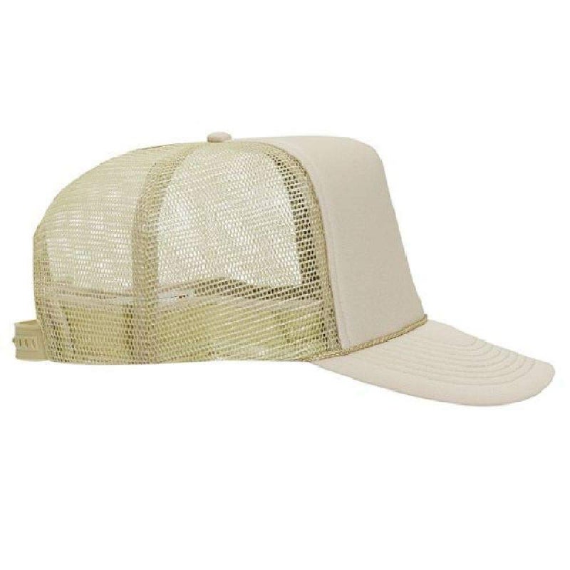 OTTO Polyester Foam Front 5 Panel High Crown Mesh Back Trucker Hat - Tan - Image 5